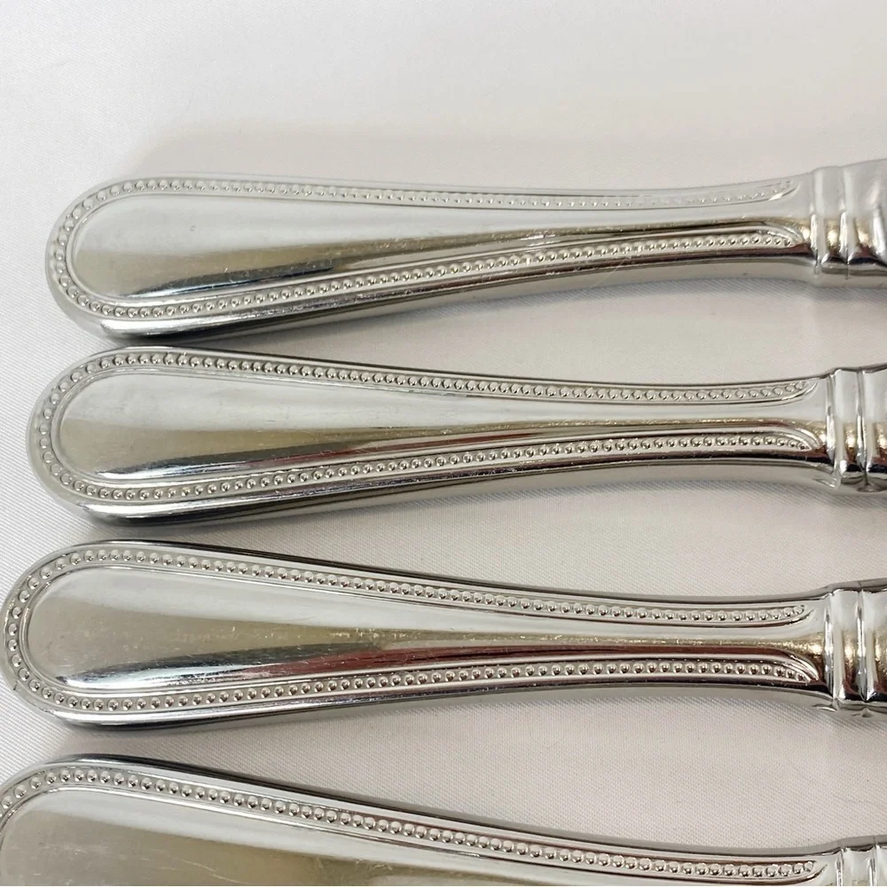 Roberts & Belk Lot of 6 Dinner Knives Continental Bead Discontinued Grp A